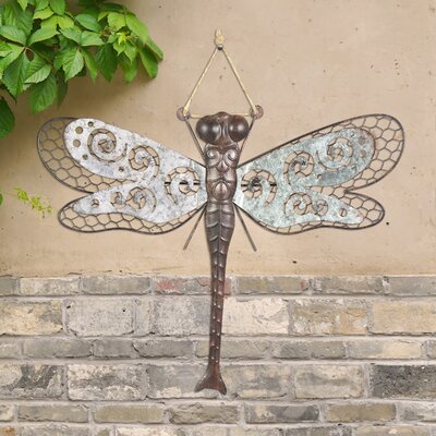 Exhart Metal Dragonfly Hanging Wall Art, 19 by 16 Inches -  August GroveÂ®, 66A59DD888384AEDB82BEFE09A8450C0