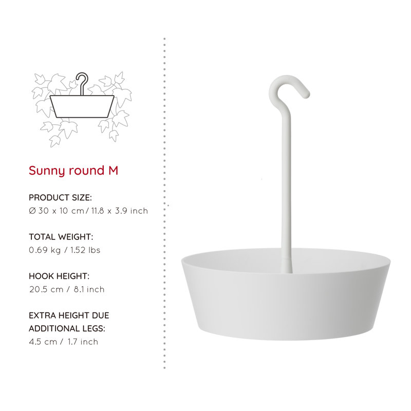 White 10-Inch Single Tier Hanging Planter for Indoor/Outdoor Use