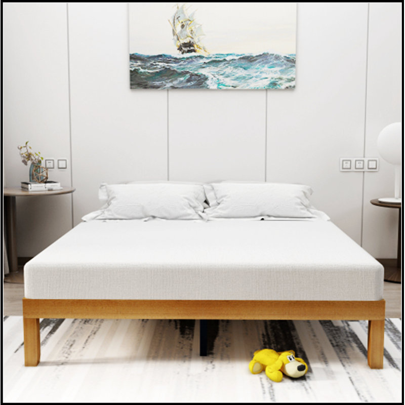 Structure de lit plateforme en bois avec support de lattes en bois robuste, aucun sommier requis, assemblage facile pour plus de confort et de style