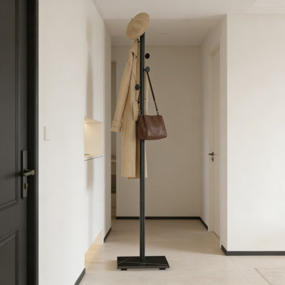 Portemanteau autoportant avec base en pierre lourde, portemanteau moderne en métal avec 8 crochets décalés, porte-vêtements sur pied peu encombrant