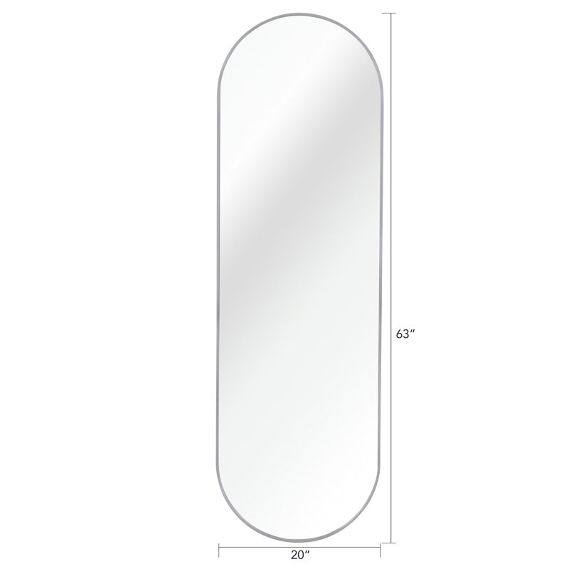 Wall-Mounted Oval Full-Length Mirror, Silver