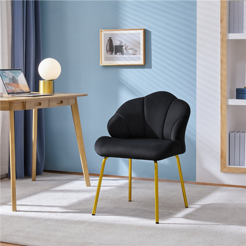 Velvet Accent Chair Vanity Makeup Chairs, Black