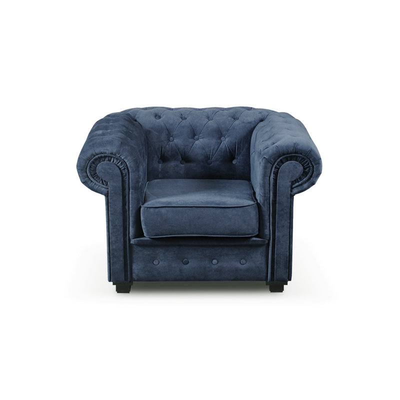 Allegra Upholstered Chesterfield Chair, Navy Blue
