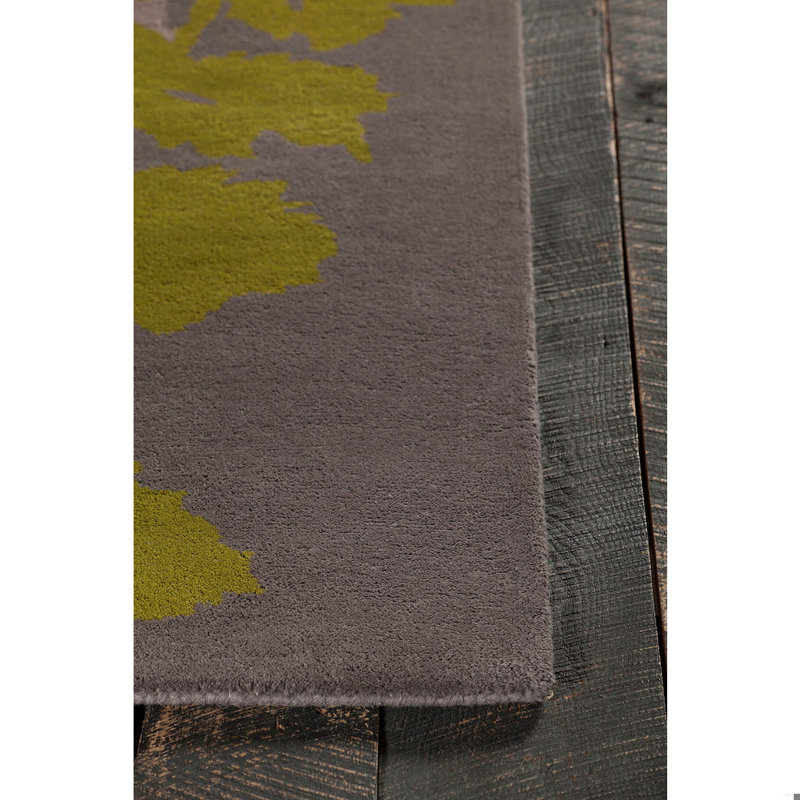Tapis vert olive à motif floral traditionnel en laine touffeté à la main Billerica, 8 pi x 10 pi