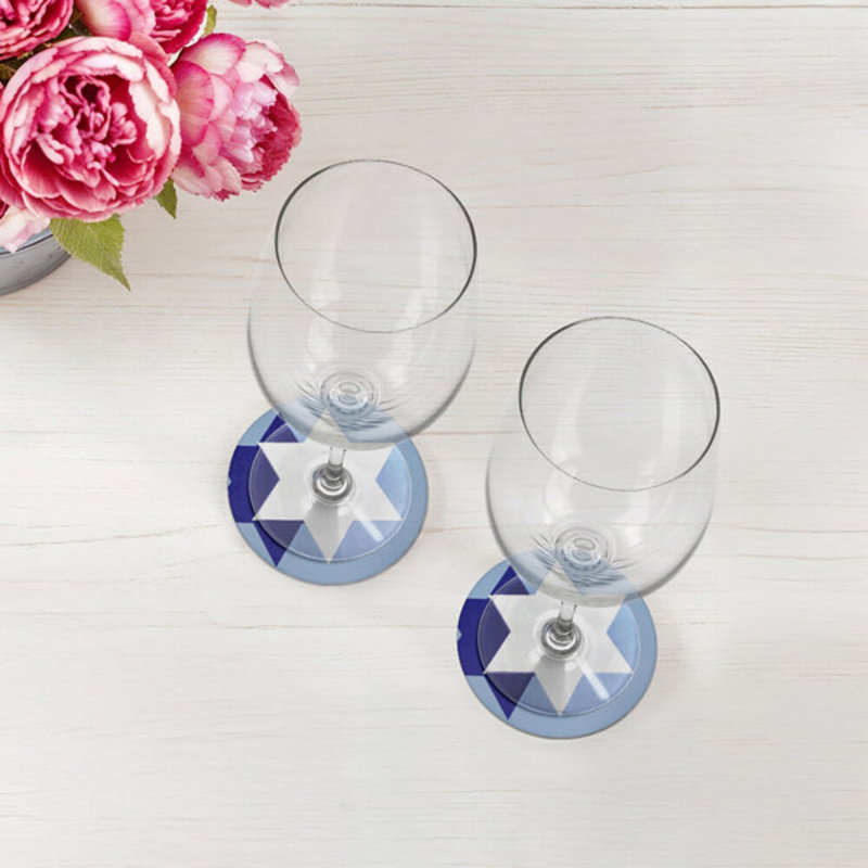 Stars Of David Vegan Leather Round Coasters