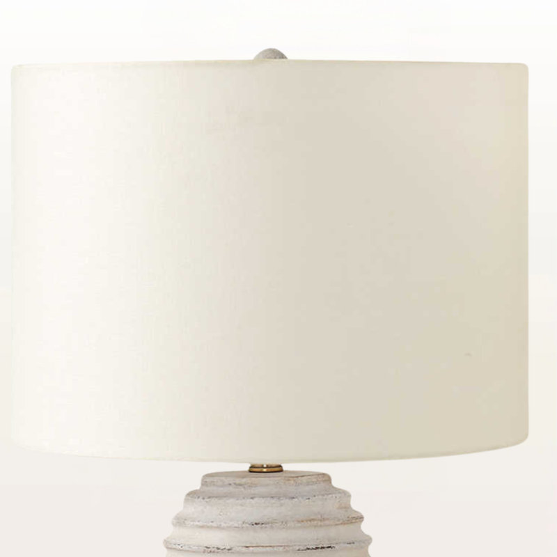 Lampe de table Calida en résine crème et ivoire / abat-jour crème, H 27,81 po x l 15,81 po x P 15,77 po