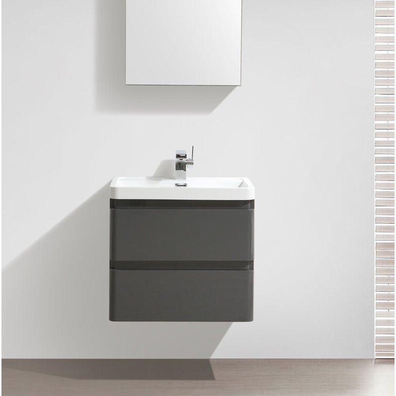 Bridge 600 mm Single Vanity, Gloss Grey