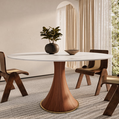 Danner Northwoods Round Solid Wood Farmhouse Kitchen Dining Table For 4-8 People