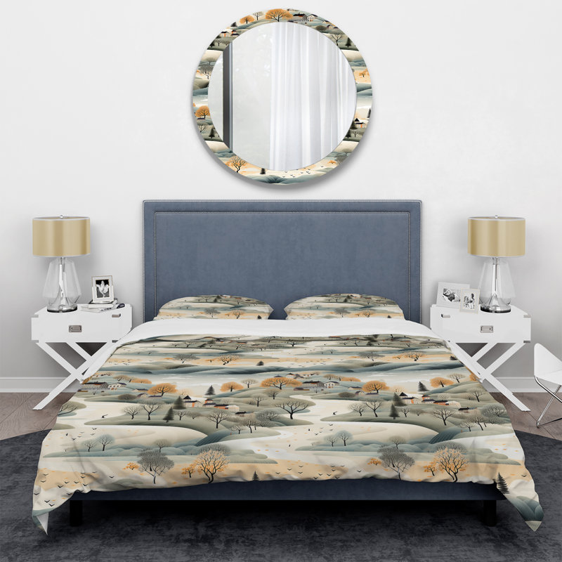 Ensemble de housse de couette Summer Scandinavian Landscape I, Housse de couette pour très grand lit et 2 très