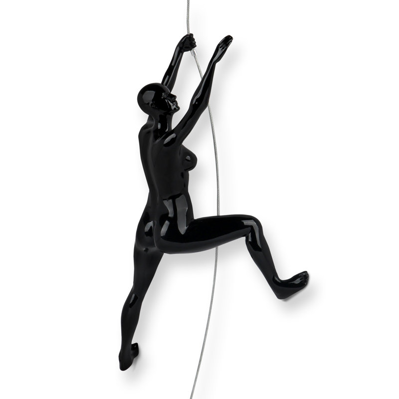 Handmade People Wall Decor on Resin, Black