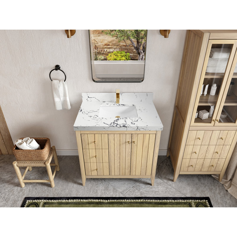 36 po. X P 22 po Meuble-lavabo central en quartz D, Nuit Viola 2 po