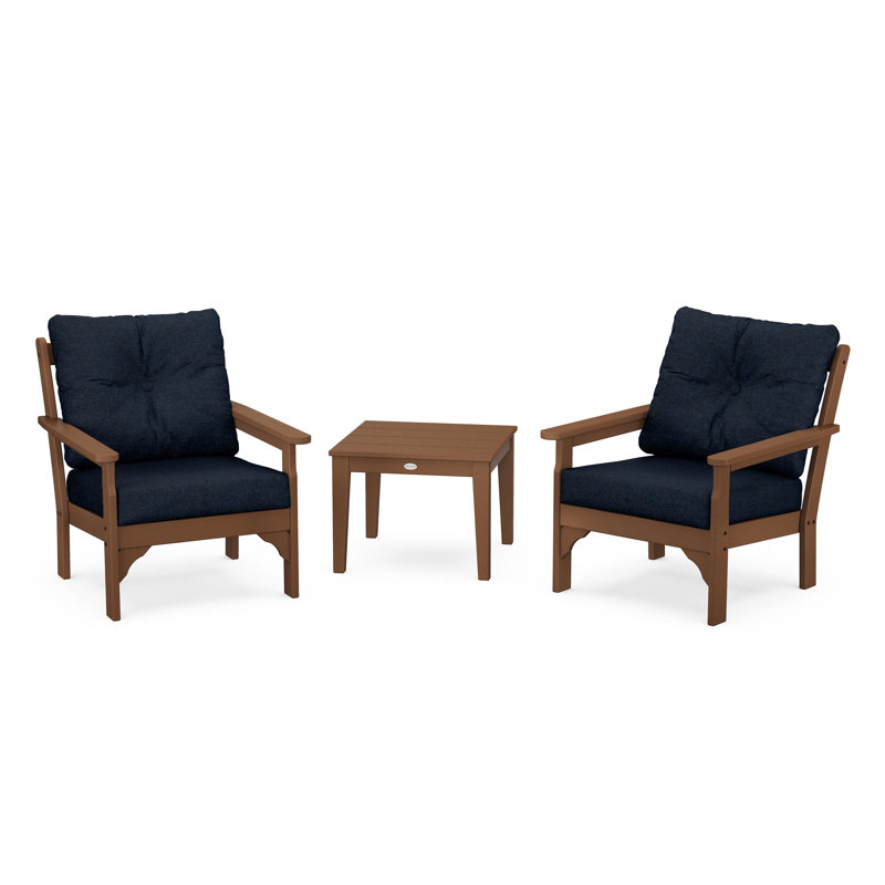 Vineyard 3-Piece Deep Seating Set, Marine Indigo, Teak