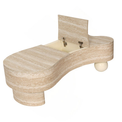 Irregular Shaped Coffee Table With Flip Top And Hidden Storage, Perfect For Modern Living And Space Optimization.