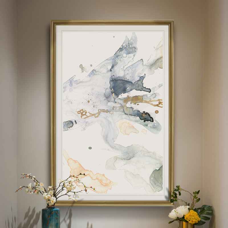 Organique entrelacé II - reproduction d'art sur toile, H 18,5 po x l 24,5 po, Impression encadrée, Doré
