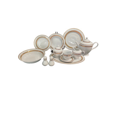 49 Piece Porcelain China Dinnerware Set, Service for 8