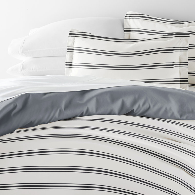 Ensemble de housse de couette 3 pièces à motif ultra doux - Serenity, Double/Grand, Désert rayé bleu marine