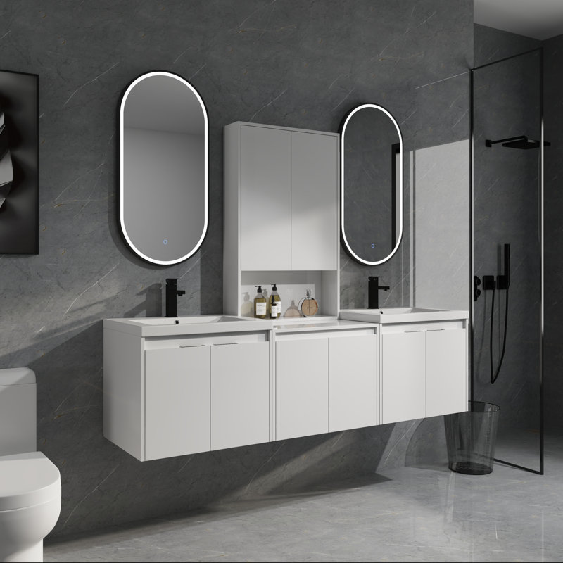 72" Bathroom Vanity Set with Resin Sinks