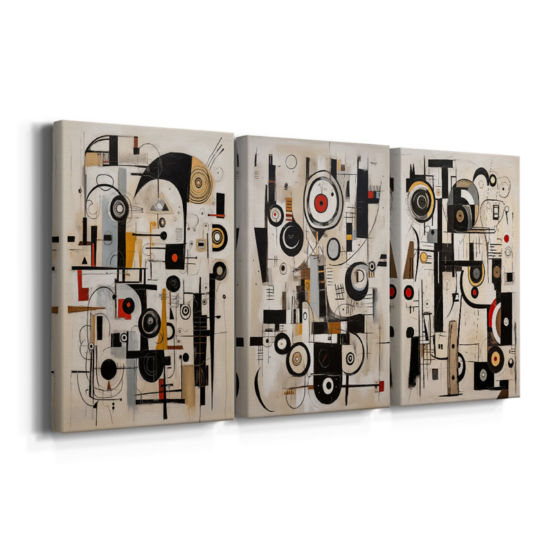 ABSTRACT Series - Peinture sur toile tendue sur mesure - 3 pièces, H 27 po x l 54 po