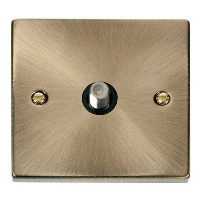Antique Brass Satellite Socket 1 Gang