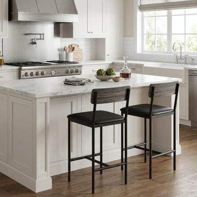 Upholstered Bar Stools with Back & Footrest, Dining Room