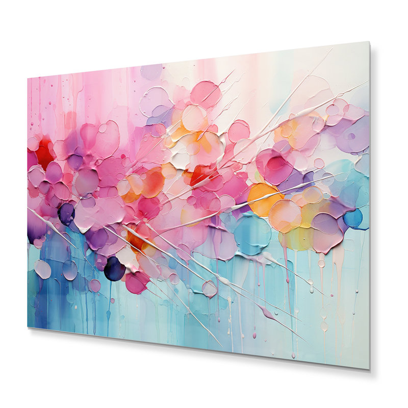 Patchwork rose pastel bleu - impression sur métal, H 12 po x l 20 po