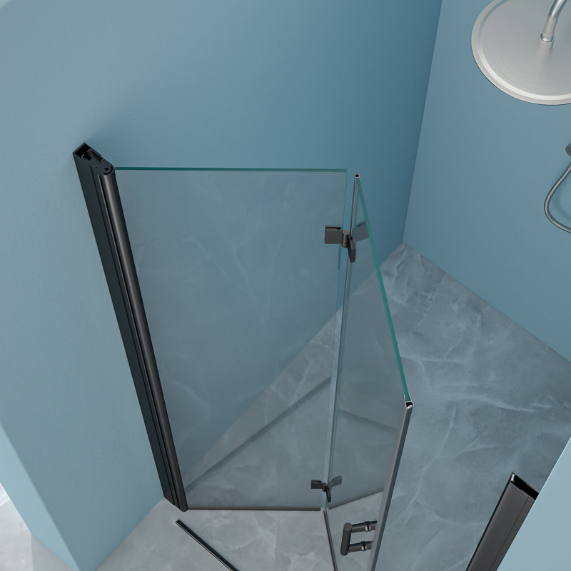 32"W X 72"H Fold Frameless Shower Door With Tempered Glass, 1/4 Inch (6 Mm), Matte Black, Matte Black