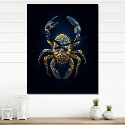 Exquisite Scorpio Gold On Blue I - Scorpio Wall Clock Oversized