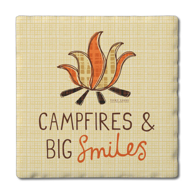 Campfire Smiles Single Tumbled Tile Coaster