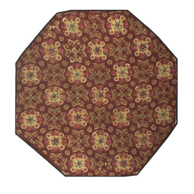 Tapis rond Aubusson néoclassique européen ancien, à motif floral sur fond bourgogne, années 1840, 10 pieds (3 m).