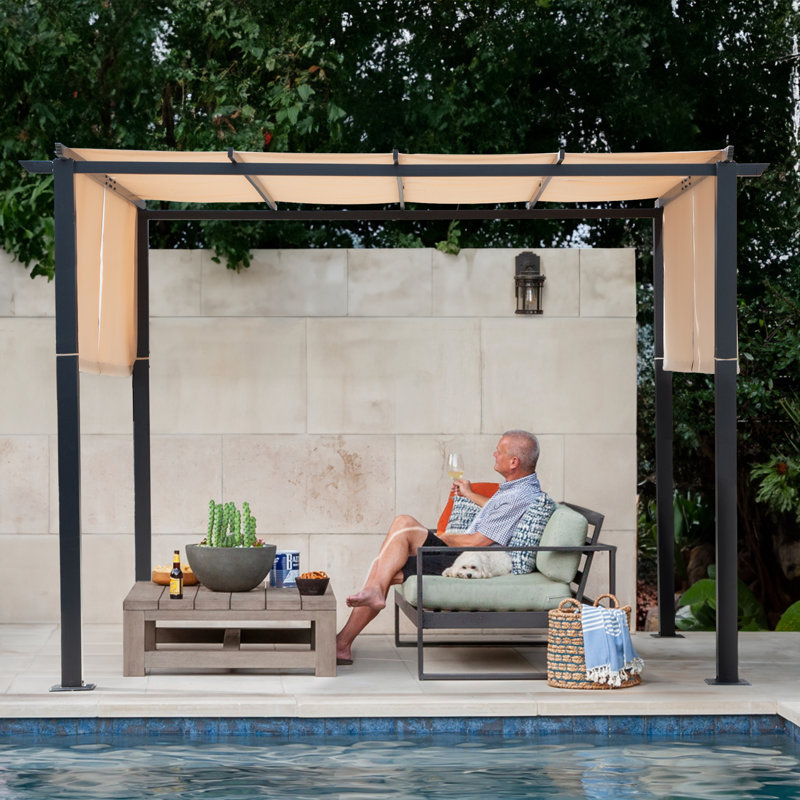 10 pi. L 10 pi. Pergola en métal avec auvent