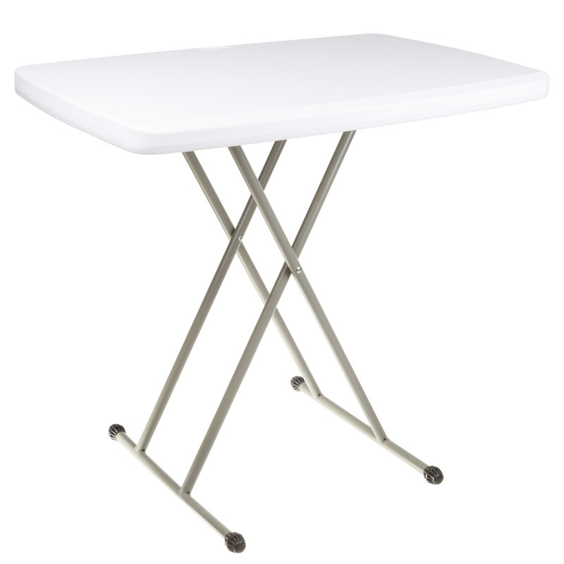 Folding Table - Lightweight Portable Folding Desk - Small Plastic Table for Camping, Playing Cards, and Crafting by Everyday Home (White)