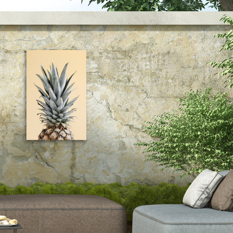 Ananas jaune 04 sur toile, H 19 po x l 12 po