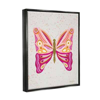 «Ba-911-Floater Modern Glam Pink Butterfly», reproduction encadrée sur toile par Kelley Talent