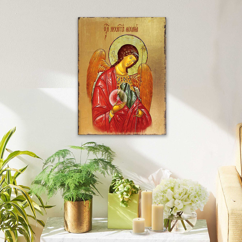 Archangel Michael - peinture sur bois, L 18 po x H 24 po