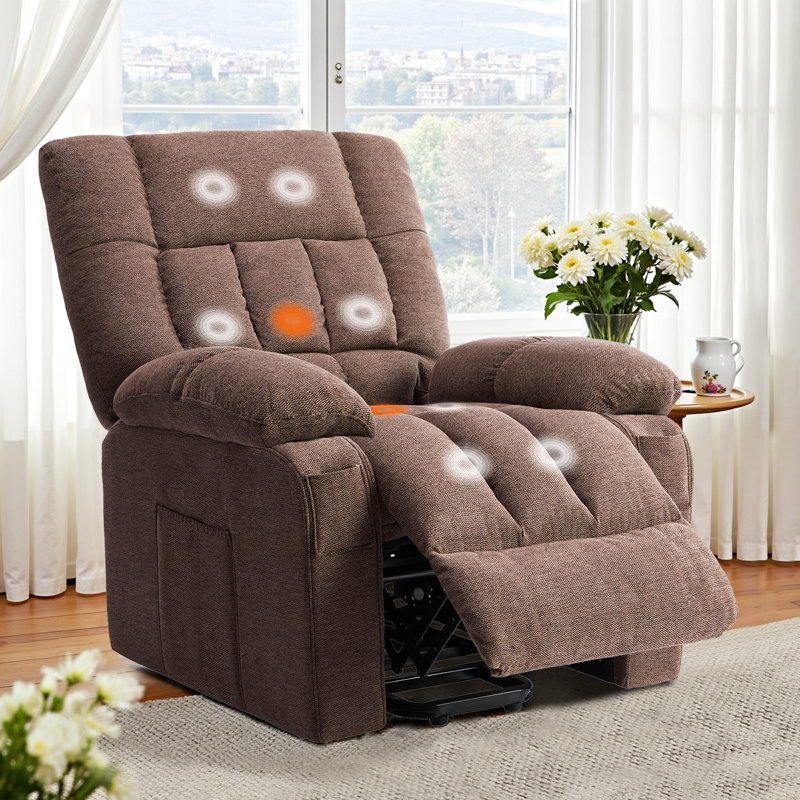 Recliner Chair With Vibrating Massage And Heating, Home Theater Seating With Lumbar Support, Adjustable Electric Power Lift Chairs With Remote Control For Living Room
