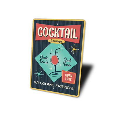 Vintage Cocktail Lounge Aluminum Sign