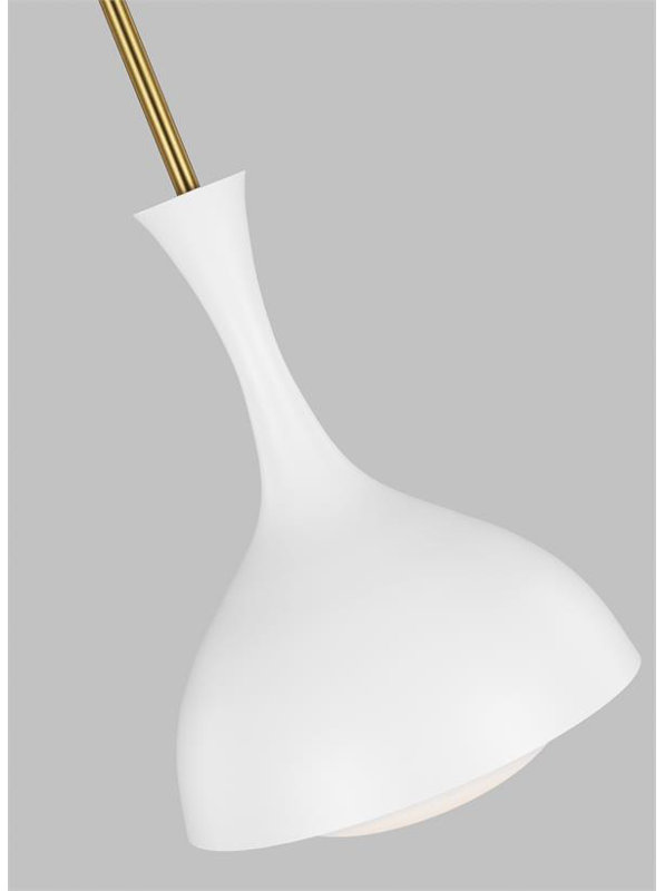 Lucerne 1 - Light Pendant, Matte White/Burnished Brass
