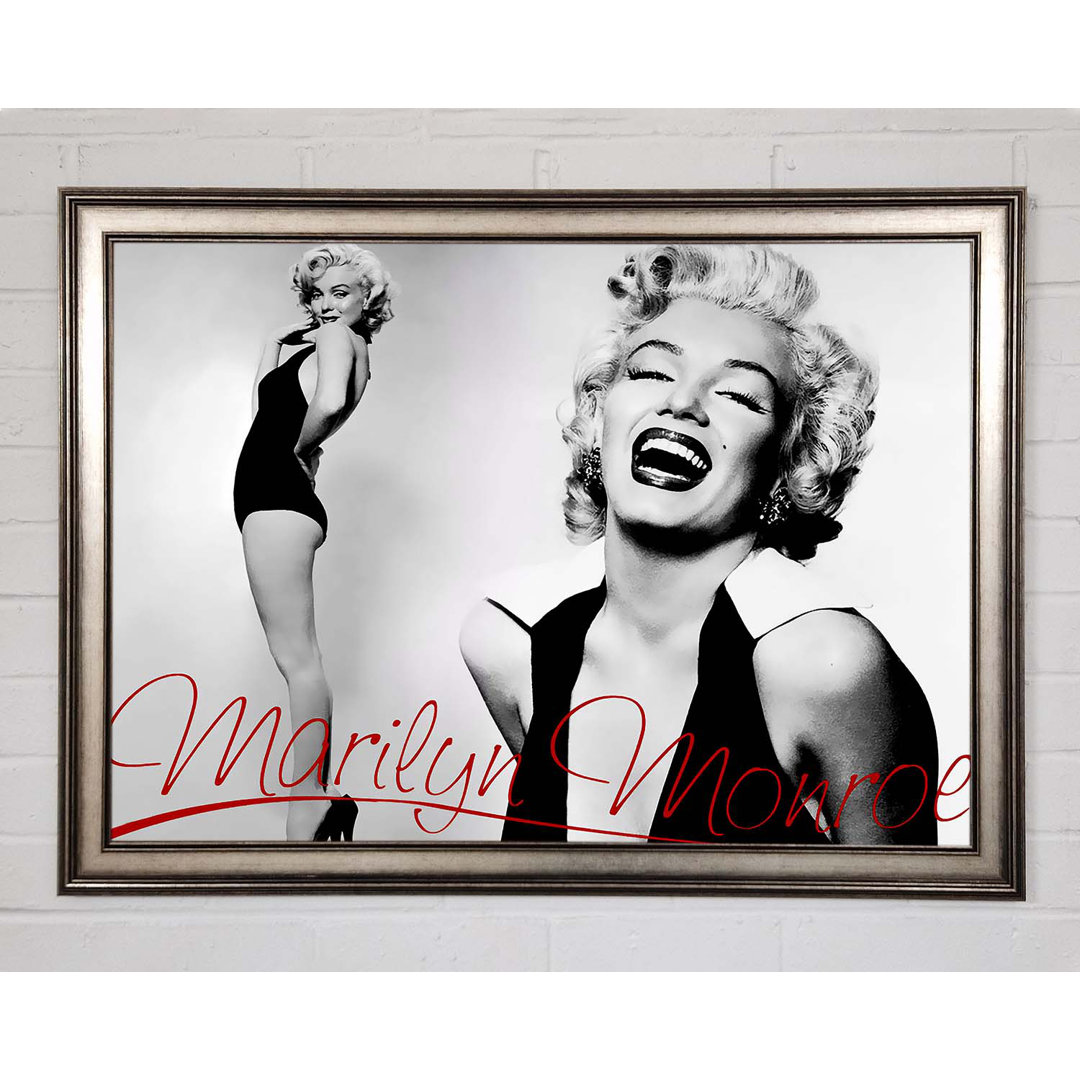 Marilyn Monroe B And W Red - Einzelner Bilderrahmen Kunstdrucke