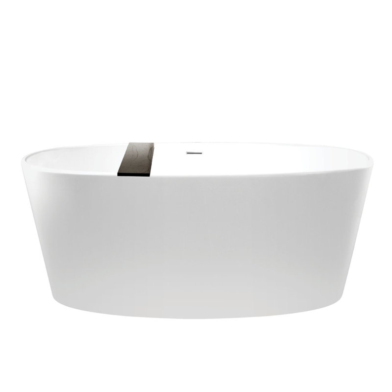 Ove 66.25'' L Soaking Bathtub, Brushed Nickel, White Matte