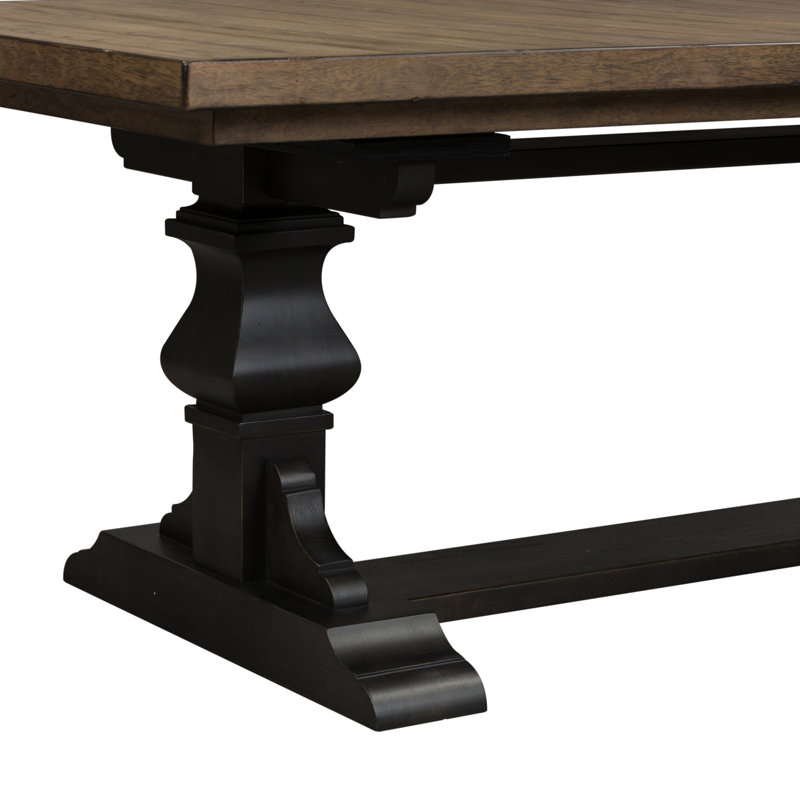 Sonntag Extendable Rubberwood Solid Wood Trestle Dining Table