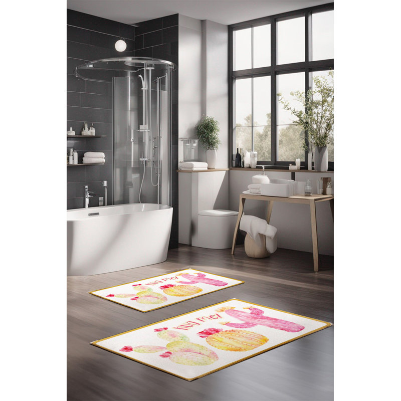Eakly Luxury Bathmat Set (2 Pieces), 100% Polyester, 16.0 x 23.6 inches & 23.6 x 39.4 inches | Non-Slip Antibacterial Design, 0.3 in Pile Height | Machine Washable, Durable & Easy to Clean | Ideal for Bathroom Décor