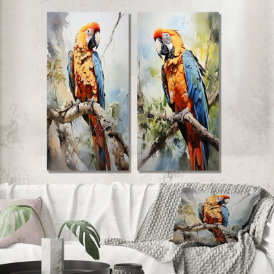 «Parrots Sunny Companions Delight», ensemble de 2 reproductions d'art mural perroquet