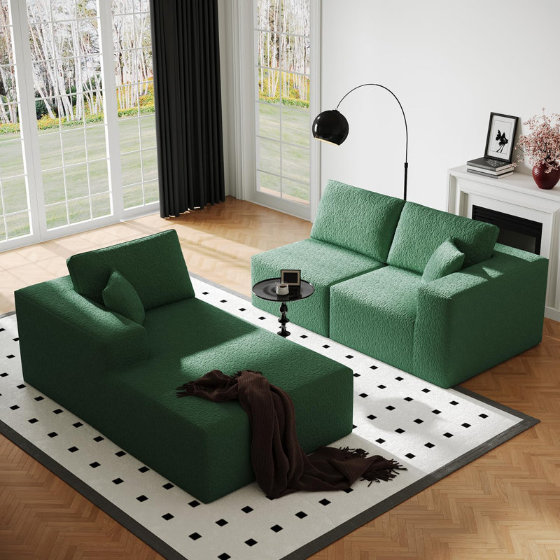 Canapé modulaire 108 po avec méridienne en forme de L 108 po, canapé modulaire moderne avec canapé à assise profonde, sièges en tissu tricoté ultra doux pour le salon, aucun assemblage requis, chaise orientée vers la gauche