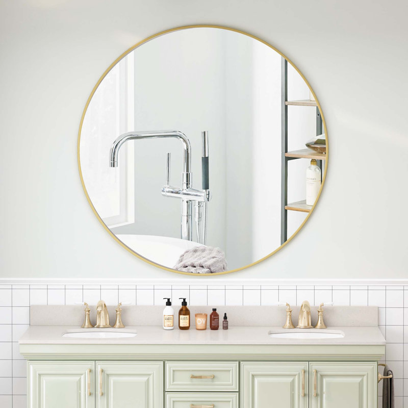 Metal Wall Mirror, Gold, 41.73" x 41.73"