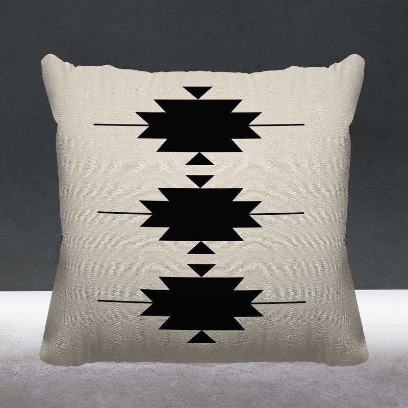 Coussin décoratif intérieur / extérieur Paco Southwestern, L 19 po x H 19 po, Noir