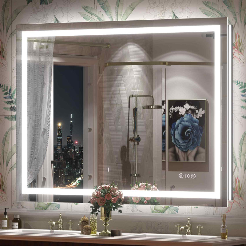 Buco Wayfair Basics® UL Certified Front & Back LED Anti-Fog Tempered Glass Bathroom/Vanity Mirror with 3-Year Warranty