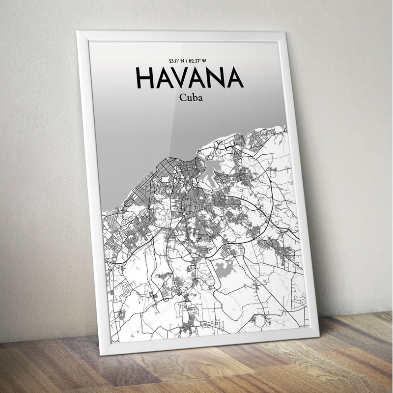 Havana City Map - No Frame Print, 91.4cm H x 61cm W x 0.1cm D