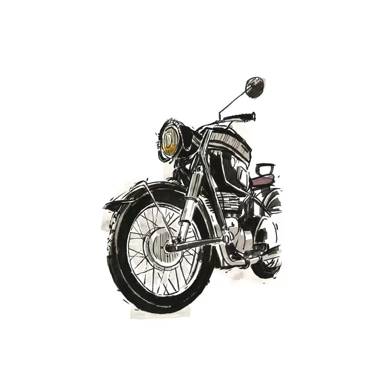 Motorcycles in Ink IV 1 Piece Wrapped Canvas Wall Art, 30.48 cm H x 45.72 cm W