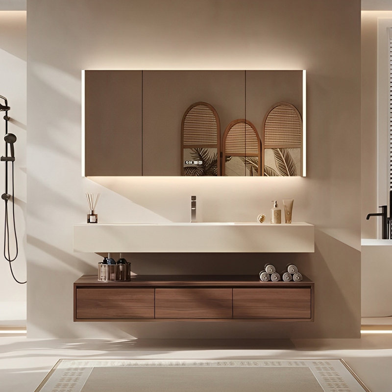 Armoire de salle de bain de style rétro., H 15,75 po x l 47,24 po x P 19,69 po
