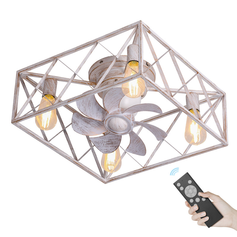 18" Ceiling Fan With Lights And Remote-Square